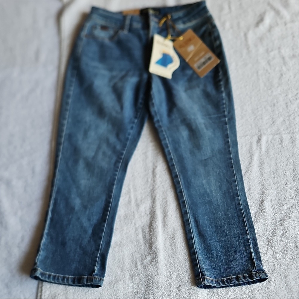 STAG Jeans Women's Blue‎ Medium Wash Skinny Stretch Denim 5-Pocket Button